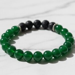 Green Jade and lava rock essential oil diffuser aromatherapy bracelet NWT